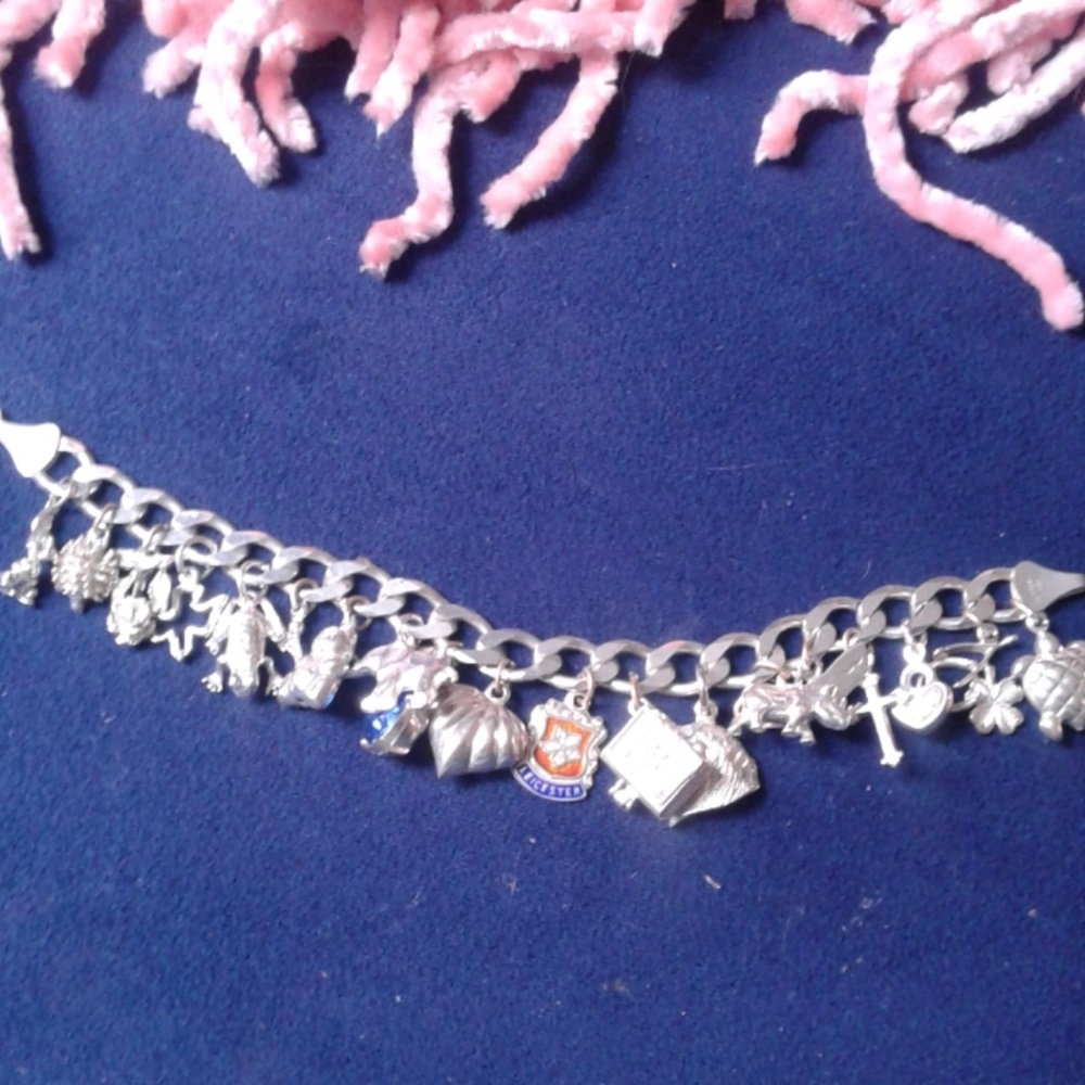 Old school silver charm bracelet